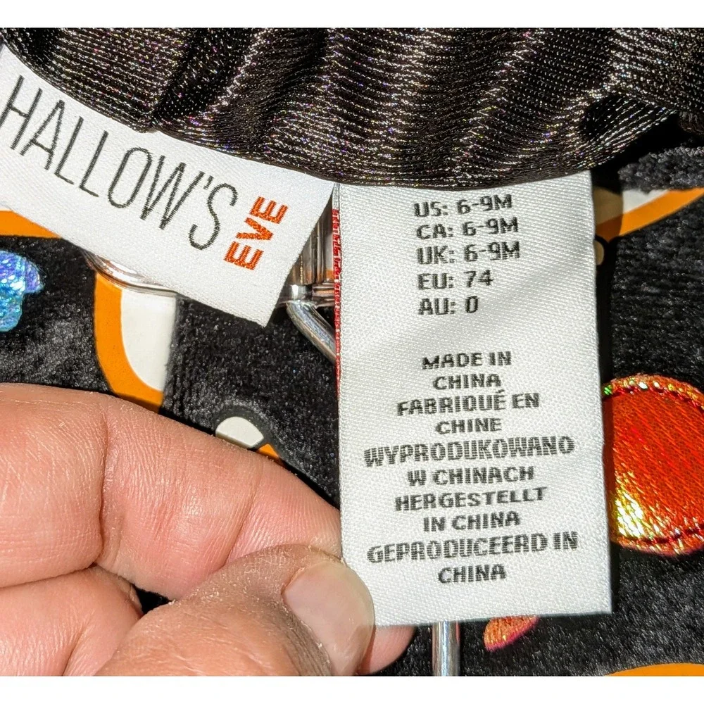Hallow's‎ Eve Halloween Skeleton Candy Vest Costume 6-9 Months Hooded NEW